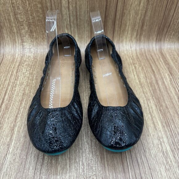Tieks by Gavrieli Women Size 10 Foldable Ballet Flats Obsidian Black Croc Patent - Picture 2 of 16